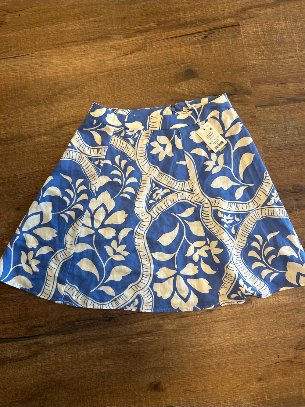 NWT Marine Layer Blue and White Floral A-Line Skirt size 6